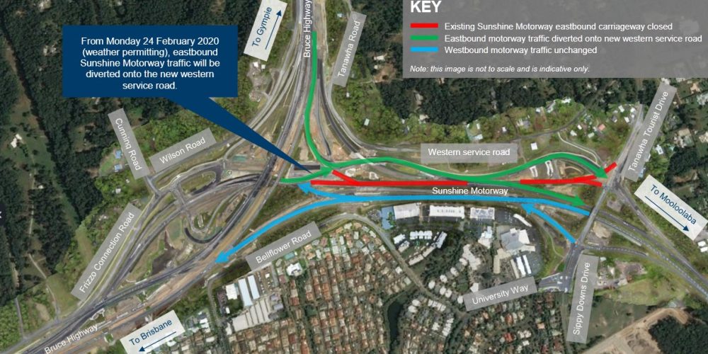 Eastbound Sunshine Motorway traffic will be diverted onto new Western Service Road